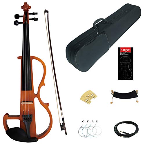 Kinglos 4/4 Colorida Madera Maciza Avanzado Eléctrico/Silencioso Violín Conjunto Ébano Guarniciones -...