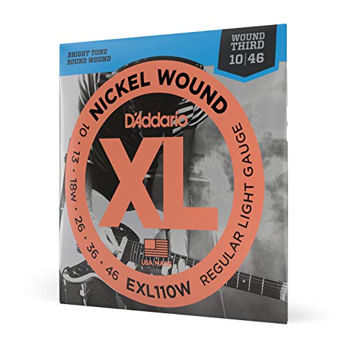 D'Addario | XL | Cuerdas para Guitarra Eléctrica | 6 cuerdas | Calibre ligero regular, 10-46 | Enrollado...