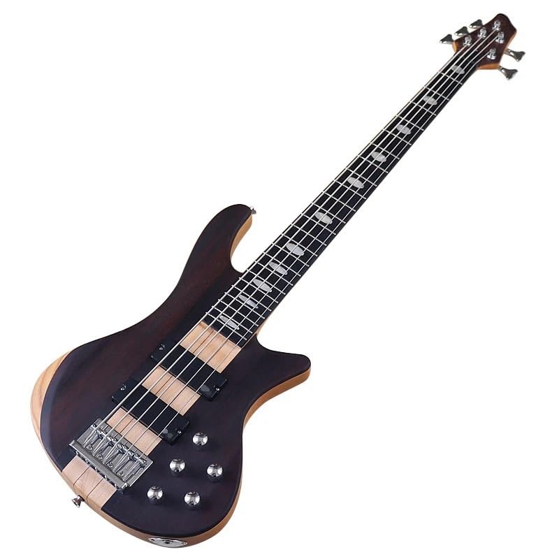 Bajo Eléctrico Activo de 5 Cuerdas, 43 Pulgadas, Tapa de Madera Wenge, Cuerpo de Fresno Sólido,24...