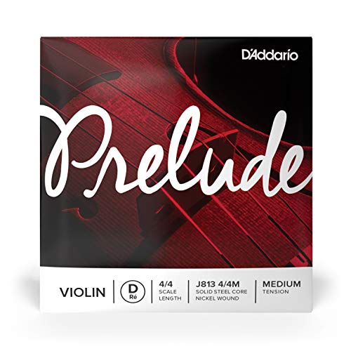 Cuerda individual Re para violín Prelude de D'Addario, escala 4/4, tensión media.