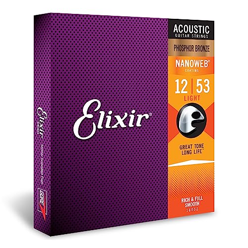 Elixir Cuerdas para guitarra acústica de bronce fosforado con revestimiento nanoweb, Juego individual,...