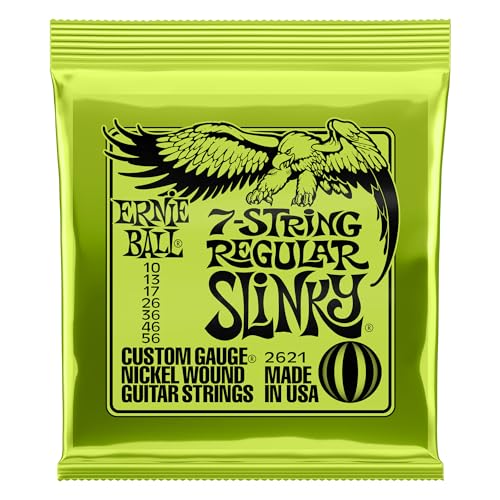 Ernie Ball Regular Slinky - Cuerdas para guitarra eléctrica de 7 cuerdas, entorchado de níquel, calibre...