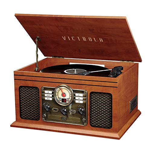 Victrola Nostalgic Reproductor de grabación Bluetooth 7 en 1 y Centro Multimedia con Altavoces...