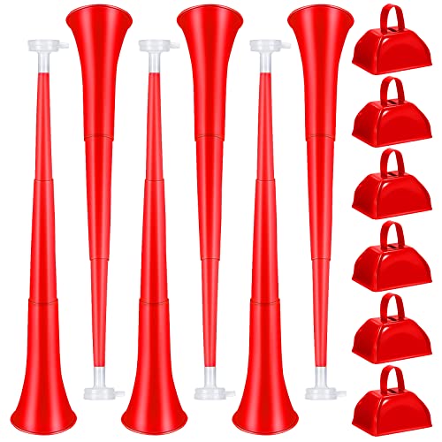 Treela 12 piezas de cuerno plegable de estadio y cencerros de metal de 24 pulgadas Vuvuzela cuerno...