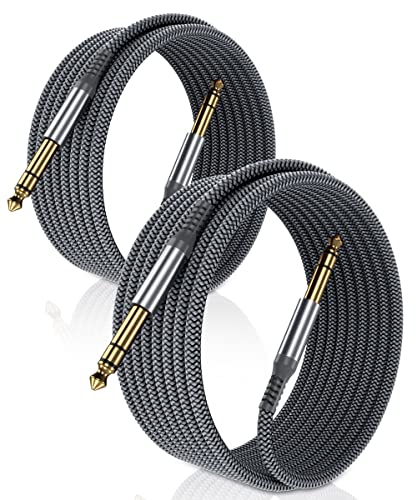 ELEBASE Cable Instrumento 6.35mm TRS1M 2-Pack,Lead Balanceado Audio Estéreo 1/4 Pulgadas Macho 6.3...