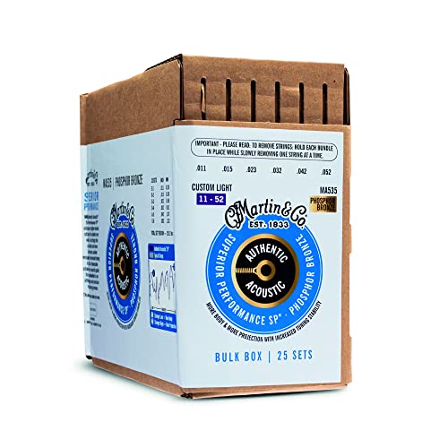 Martin - Cuerdas de guitarra acústica auténtica, rendimiento superior, luz personalizada 11-52, bronce...