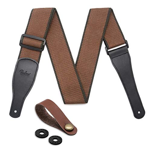 BestSounds Correa para guitarra acústica, algodón suave y correa de piel para guitarras eléctricas y...