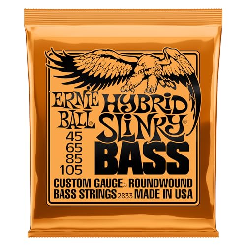 Ernie Ball Hybrid Slinky - Cuerdas para bajo eléctrico, entorchado de níquel, calibre 45-105
