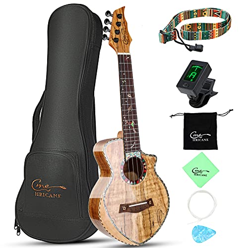 Hricane - Ukelele de concierto de arce espalteado de 58 cm para principiantes, ukelele profesional de...