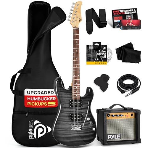 Pyle Kit de Guitarra Eléctrica con Amplificador, Instrumento de Tamaño Completo con Pastillas...