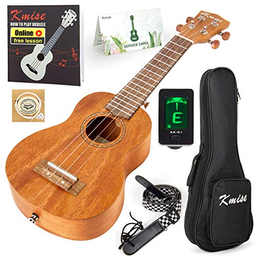 Kmise Soprano Ukulele 4 String Vintage Beginner Ukuleles Right Handed Natural Color 21 Inch Hawaiian...