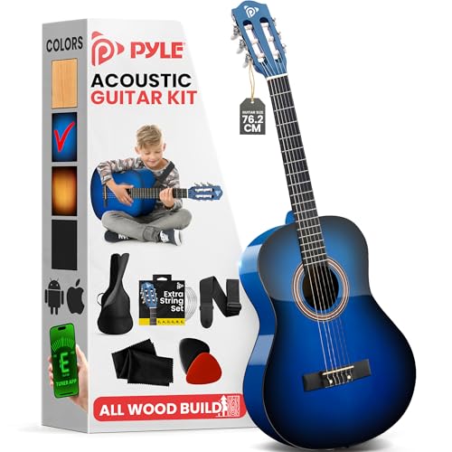 Pyle Kit de Guitarra Acústica para Principiantes, Tamaño 3/4, Madera Completa, Cuerdas de Nailon, con...