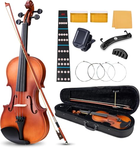 WEAGP Violín, Violin 4/4 con Brea Arco y Estuche, Tela para Guitarra, Cuerdas, Afinador + Parlantes,...