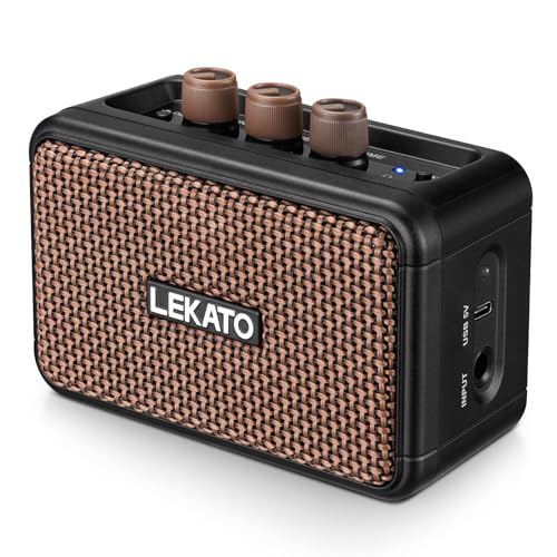 LEKATO Mini amplificador de guitarra eléctrica, altavoces duales de 5 W, amplificador de guitarra...