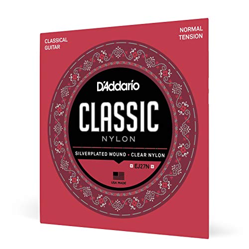 D'Addario Cuerdas de nylon para guitarra clásica Student, EJ27N, tensión normal, juego de 6 cuerdas,...