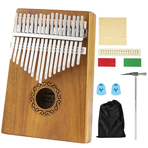 SEASKY Kalimba, Piano de Pulgar Madera de Acacia Con Martillo de Afinación,Instrucciones de Estudio,...