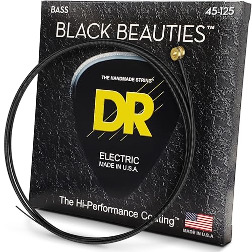 DR Strings - Cuerdas para bajo, Black Beauties BASS con revestimiento negro niquelado en núcleo redondo