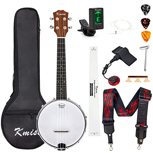 Kmise, 4, ukelele banjo, tamaño de concierto de 23 pulgadas (con correa de afinador de bolsa, pastilla...