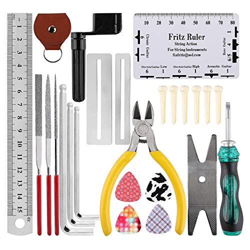 XIBANY 26 PCS Kit de Herramientas de reparación de Guitarra con Bolsa de Transporte Kit de Herramientas...