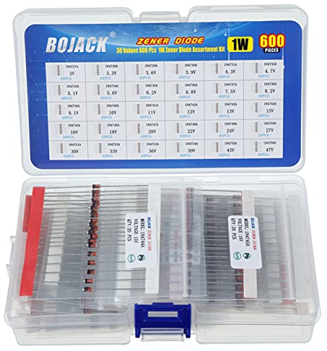 BOJACK Kit surtido de diodos Zener de 30 valores, 600 piezas de 1 W