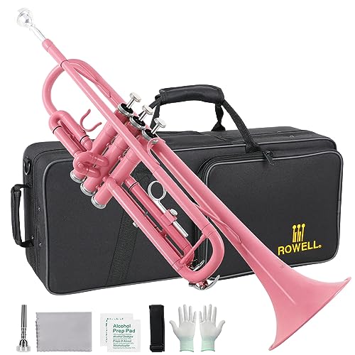ROWELL Trompeta Estándar Bb, Profesional de Latón para Principiantes, con Funda Dura, Boquilla 7C, Kit...