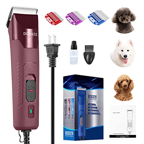 DODAER Cortadora eléctrica profesional de aseo de perros súper de 2 velocidades, bajo nivel de ruido,...