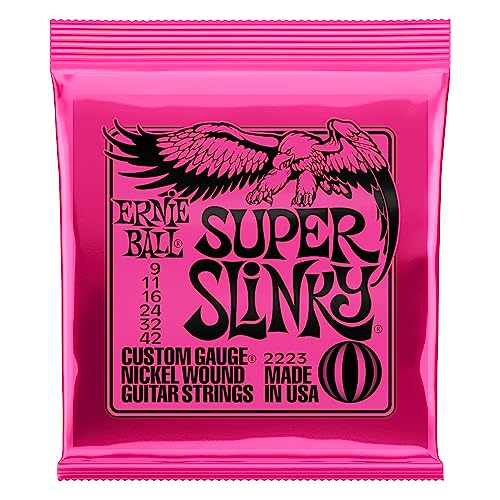 Ernie Ball Super Slinky - Cuerdas para guitarra eléctrica, entorchado de níquel, calibre 9-42
