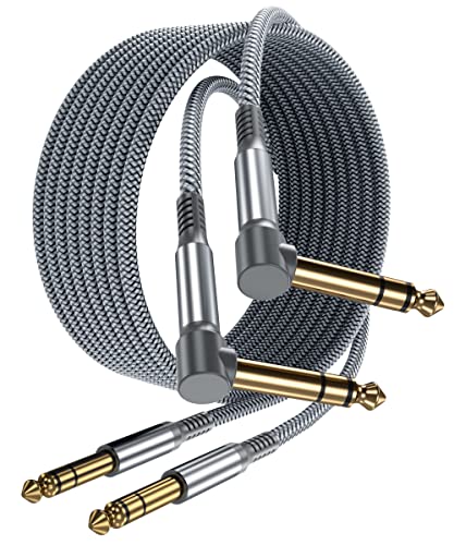 ELEBASE Cable Instrumento 6.35mm TRS 3M 2-Pack,Lead Balanceado Audio Estéreo 1/4 Pulgadas Macho 6.3...