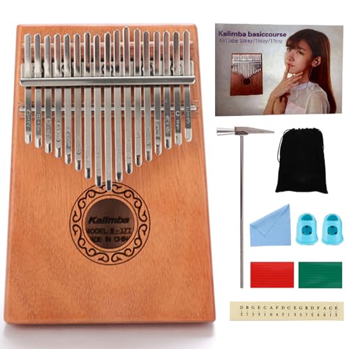 Piano de pulgar kalimba, 17 Teclas Kalimba, Instrumento Musical Portátil con Martillos de Afinación,...