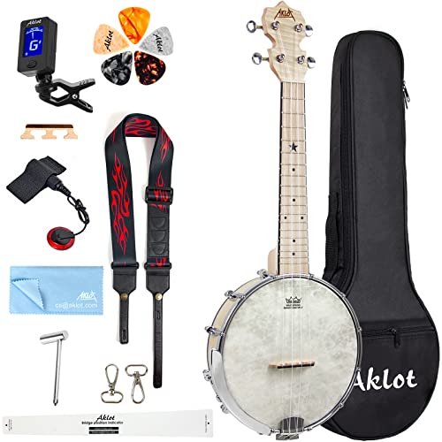 AKLOT - Ukelele para concierto, 23 pulgadas, con parte trasera abierta, cuerpo de arce 15:1, afinador...