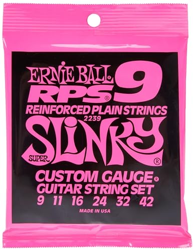 Ernie Ball Super Slinky RPS - Cuerdas para guitarra eléctrica, entorchado de níquel, calibre 9-42