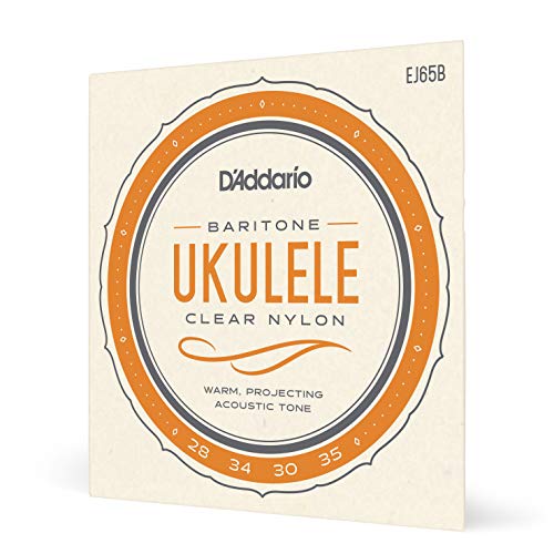 D'Addario - Cuerdas para ukelele barítono, nailon transparente, EJ65B, juego de 4 cuerdas, paquete de 1