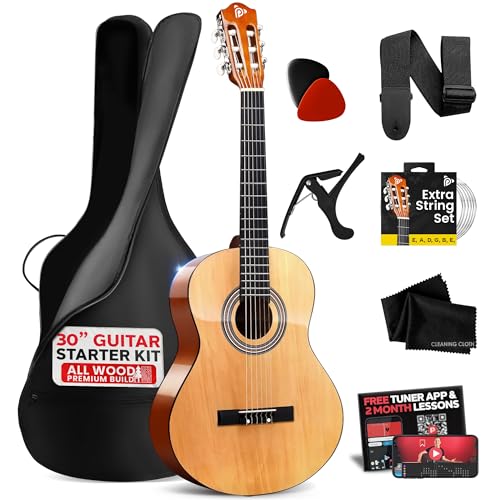 Pyle - Kit de guitarra acústica para principiantes, 1/4 tamaño junior, instrumento de cuerda de nailon...