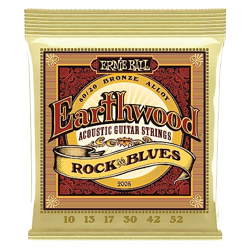 Ernie Ball Earthwood Rock and Blues - Cuerdas para guitarra acústica, bronce 80/20, con cuerda Sol lisa,...