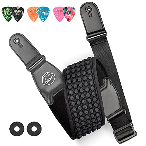 LEKATO - Correas de guitarra para bajo eléctrico, correa de neopreno acolchada de 3.5 pulgadas de ancho...