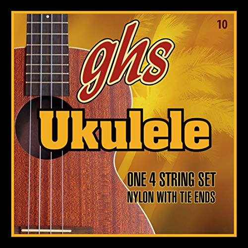 GHS Strings - Juego de 10 cuerdas de ukelele hawaiano para afinación en D, nailon transparente