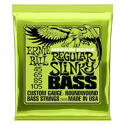 Ernie Ball Regular Slinky - Cuerdas para bajo de escala media, entorchado de níquel, calibre 45-105