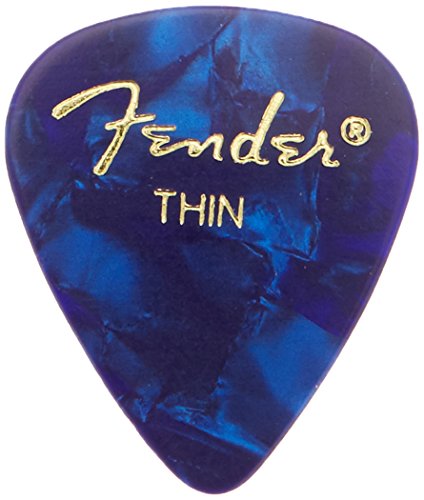 Fender 351 Forma Classic púas de celuloide de Thin, 12 unidades, azul moto para guitarra eléctrica,...