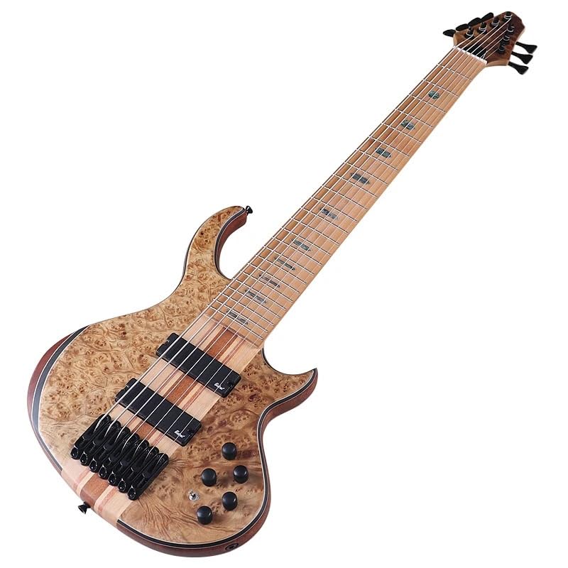 Bajo Eléctrico Activo de 7 Cuerdas, 43 Pulgadas, Diseño Neck-Through,24 Trastes, Acabado Natural Mate