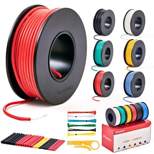 Kit de Cables de Conexión 22GA - Cable de Silicón 22AWG - Cable Eléctrico Trenzado Estañado de 600V...