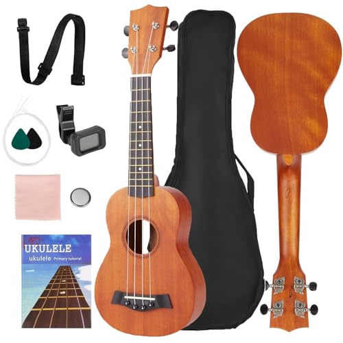 Kit Ukelele Instrumento de 21In, 4Cuerdas, Materiales de Alta Calidad de Maciza, Ukelele de Concierto...