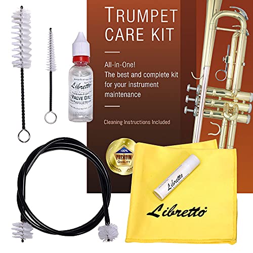 Kit Libretto de Mantenimiento de Trompeta (Corneta) Todo Incluido con Instrucciones: Cepillo de...