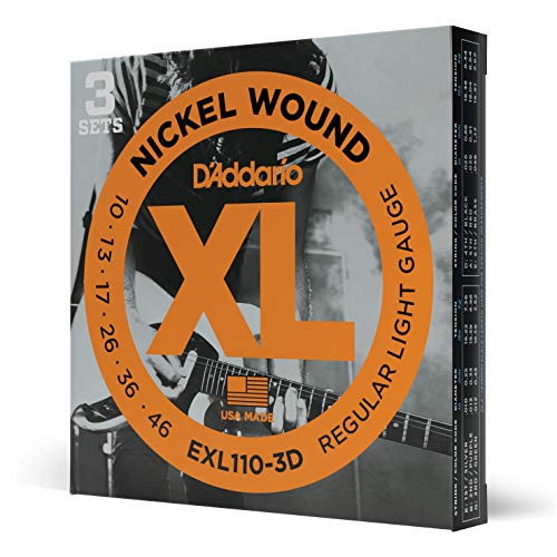 D'Addario | XL Pack | Cuerdas para Guitarra Eléctrica | 3 sets, 18 cuerdas | Calibre ligero regular,...