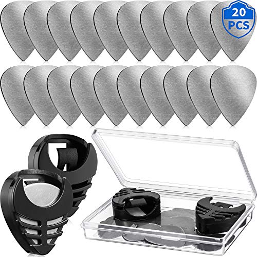20 Piezas Púas De Guitarra De Metal Púas De Acero Inoxidable Púas De Guitarra Soporte Negro Con Púas...