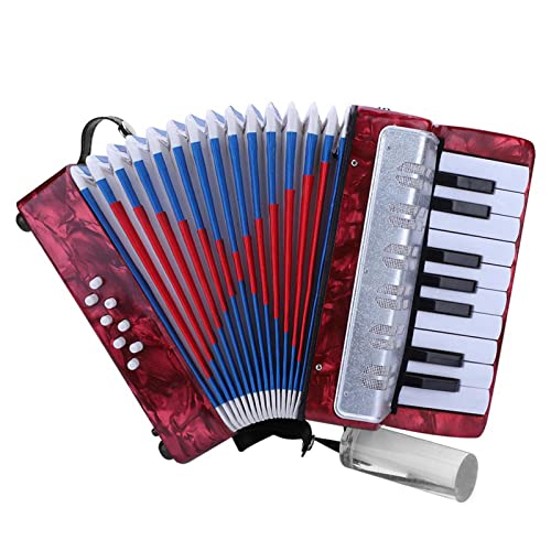 Acordeón de Piano 17 Teclas Acordeón Concertina Portátil con Correa Ajustable Lateral Mini Acordeón...