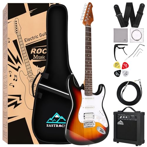 Eastrock Kit de guitarra eléctrica de tamaño completo de 39 pulgadas para principiantes con...