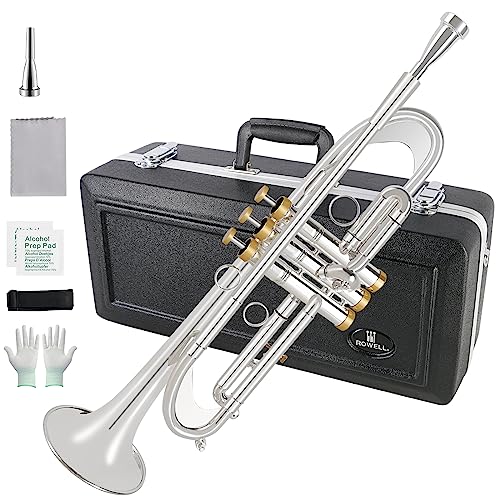 ROWELL Bb Trompeta profesional para instrumentos de latón para estudiantes Juego de trompetas estándar...