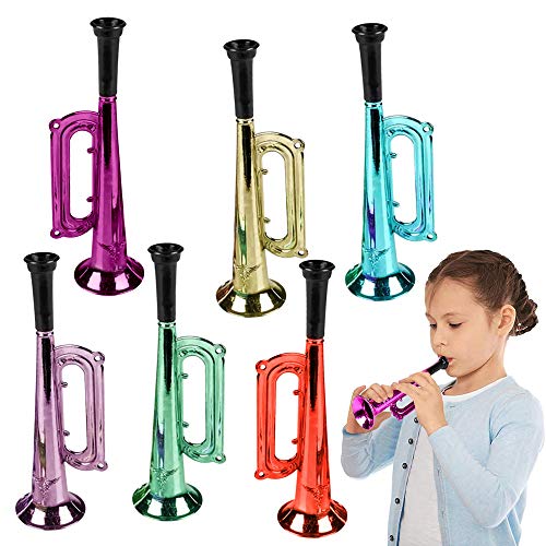 ArtCreativity - Trompetas metálicas de 7 pulgadas, juego de 12, divertidos instrumentos musicales de...