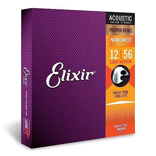Elixir Cuerdas para guitarra acústica de bronce fosforado con revestimiento nanoweb, Juego individual,...