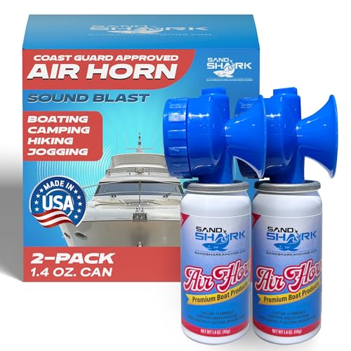 SandShark Premium Air Horn - Bote de mano muy fuerte, cuerno de barco aprobado por la guardia costera,...